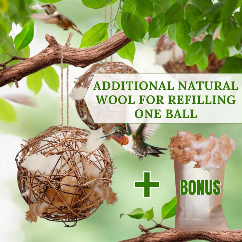 slivche Hummingbird Nesters - Bird Nesting Material Holder for Wild Birds - Humming Bird House Materials Gifts for Bird Watching Nature Lovers - Refillable Outdoor Bird Nesting Station to Build a Nest - Image 2